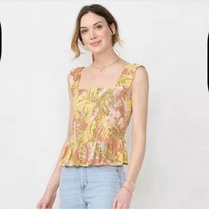 Lauren Conrad ruffled floral blouse tank top